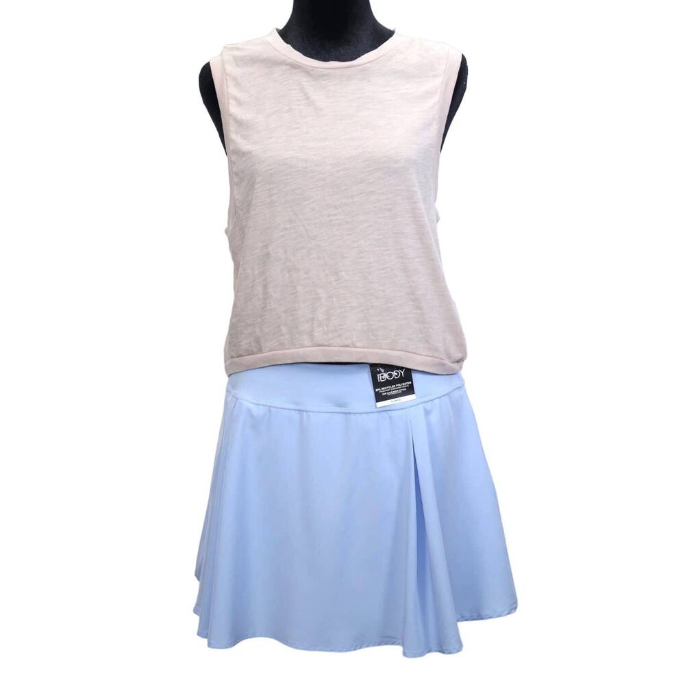 Cotton On Body Pleated Tennis Skirt XL Iced Sky Blue Athletic Skort w/Shorts NWT